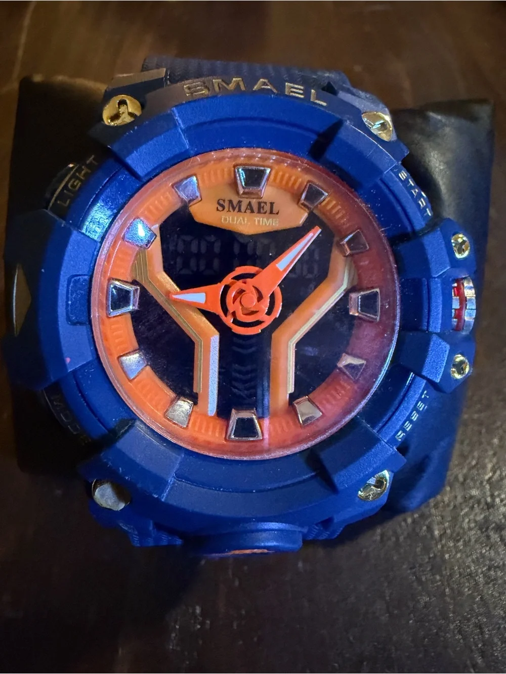 SMAEL Sport Digital-Analog Watch in Navy & Orange